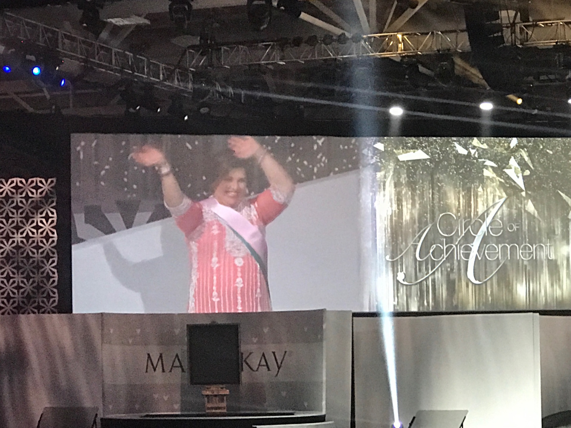 Rina Makhdoom speaking on the Circle of Achievement stage